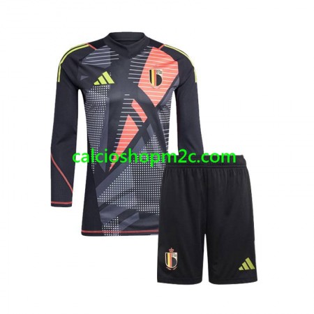 Belgio Portiere Bambino Maglia Prima Euro 2024 Manica Lunga